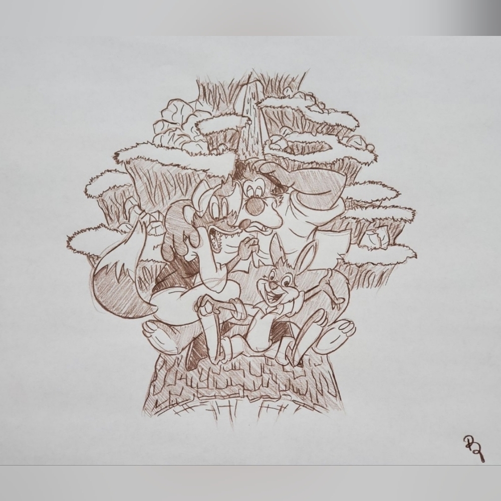 Disneyland WDW Splash Mountain Drawing/Sketch Song Of The South Art Signed